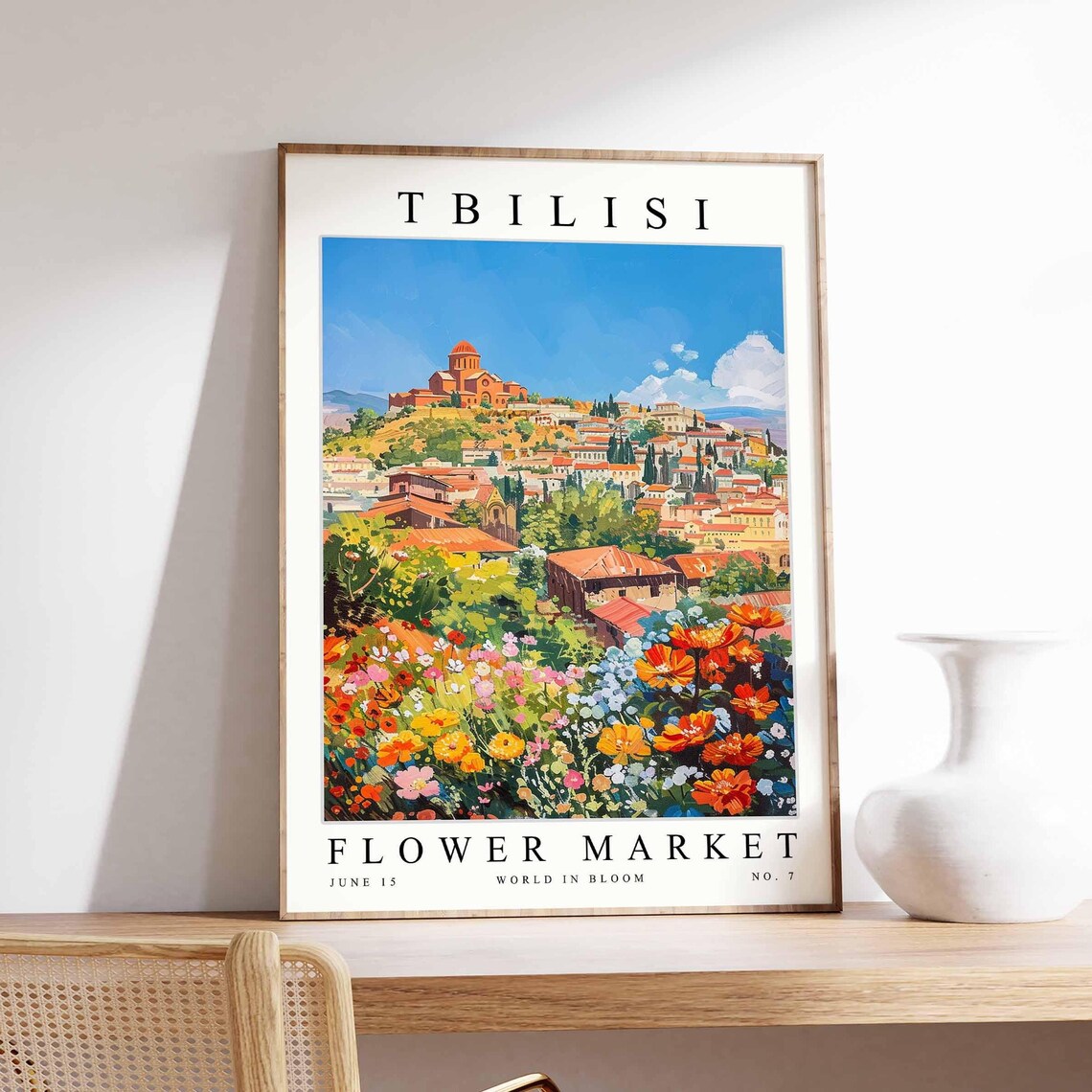 Tbilisi Flower Market Red Dome Cathedral Poppy Meadow Poster