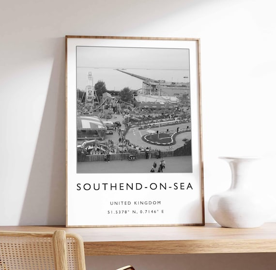 Southend On Sea UK Seaside Pier Amusement Park Vintage Photo Poster