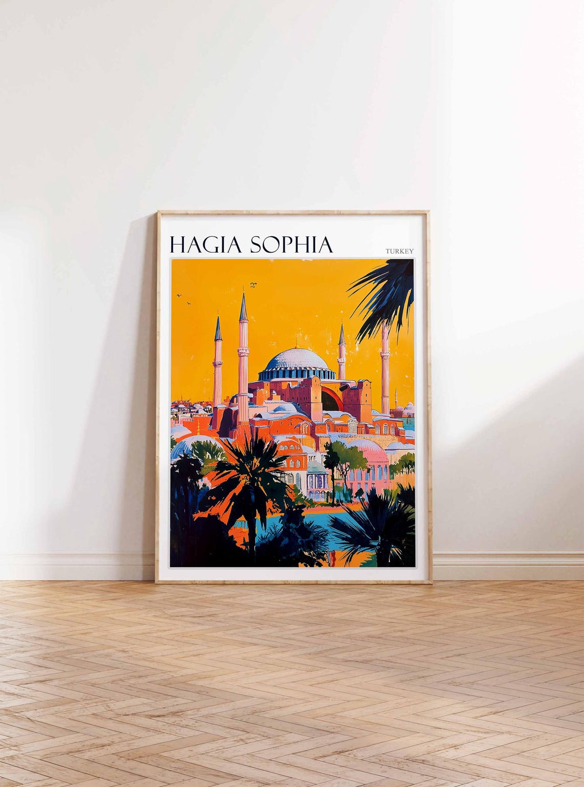 Hagia Sophia Sunset Orange Sky Silhouette Turkey Travel Poster - Image 3