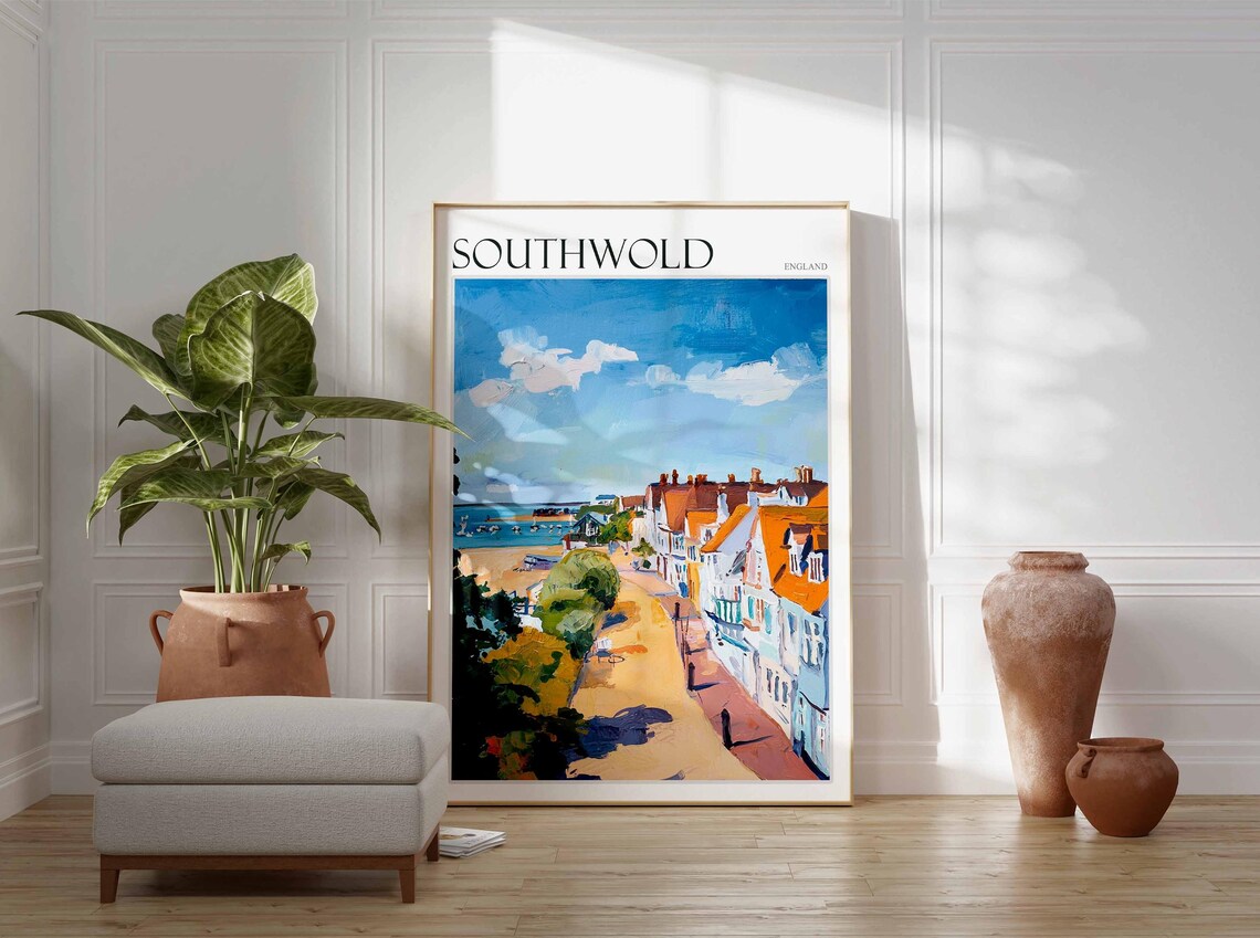 Southwold Sunny Street To Beach Harbour Boats Poster England - Image 2
