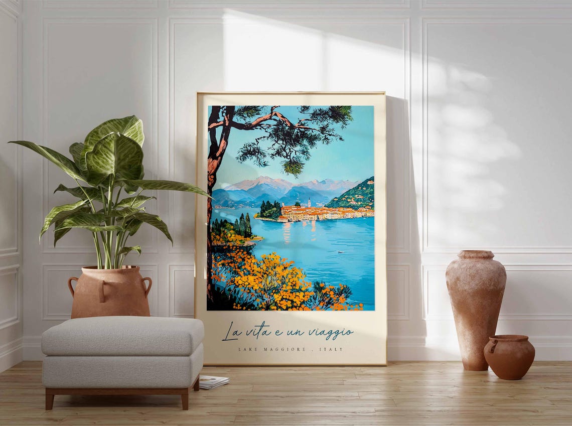 Lake Maggiore Poster Italian Travel Print Lake Maggiore Travel Art Lake Maggiore Wall Art Italy Art Italy Travel Decor Travel Gift - Image 3