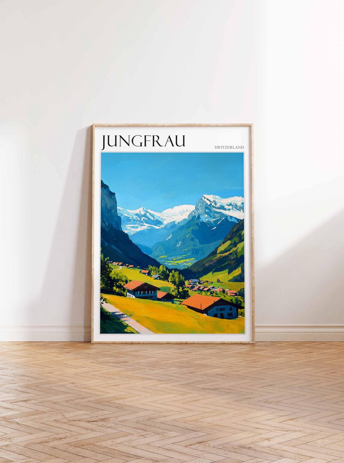 Jungfrau Poster Switzerland Travel Print Swiss Decor Europe Travel Poster European Wall Art Jungfrau Gift Jungfrau Travel Poster - Image 3