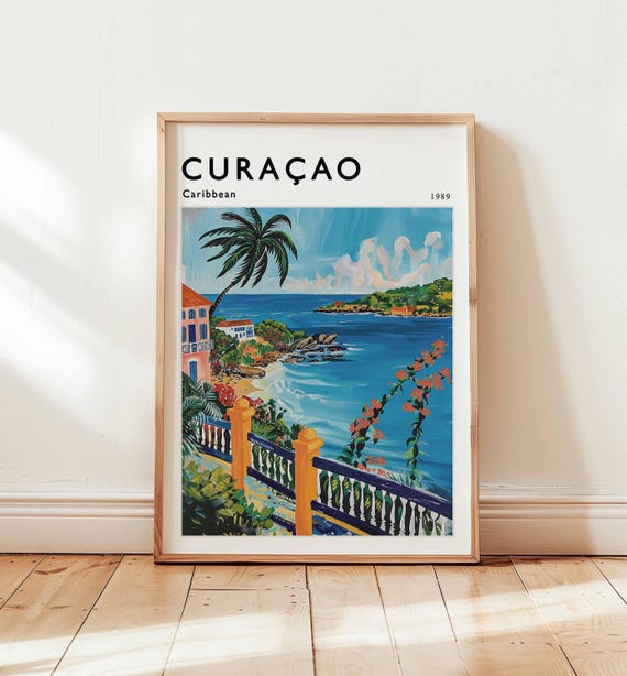 Curaao Travel Poster Willemstad Caribbean Island Art Print