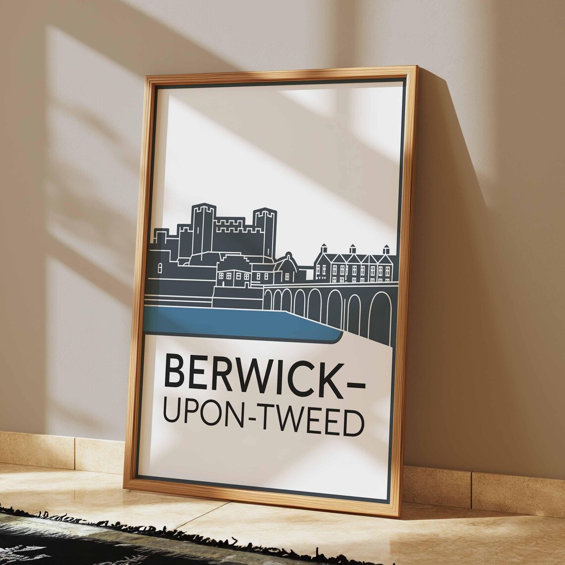 Berwick Upon Tweed England Castle Line Art Skyline Travel Poster - Image 2