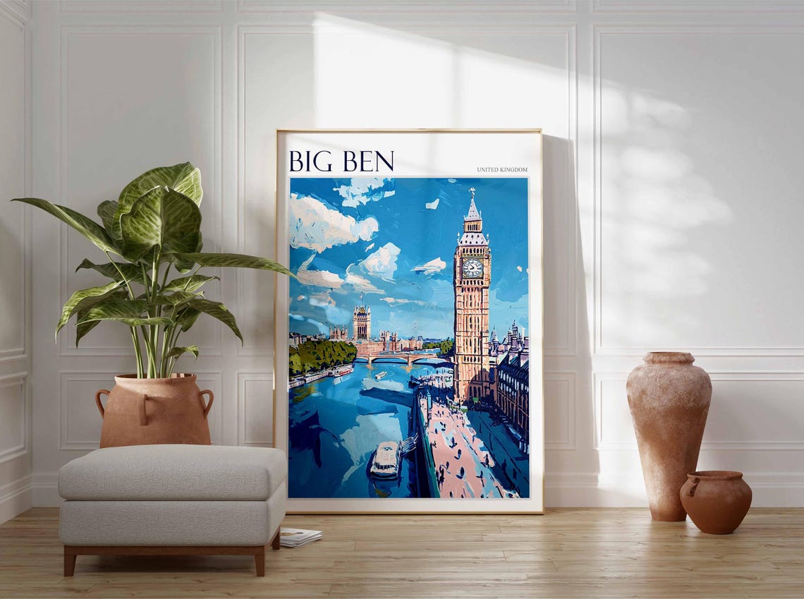 Big Ben Poster England Travel Print British Decor United Kingdom Travel Poster City Print Big Ben Gift Big Ben Travel Poster - Image 2