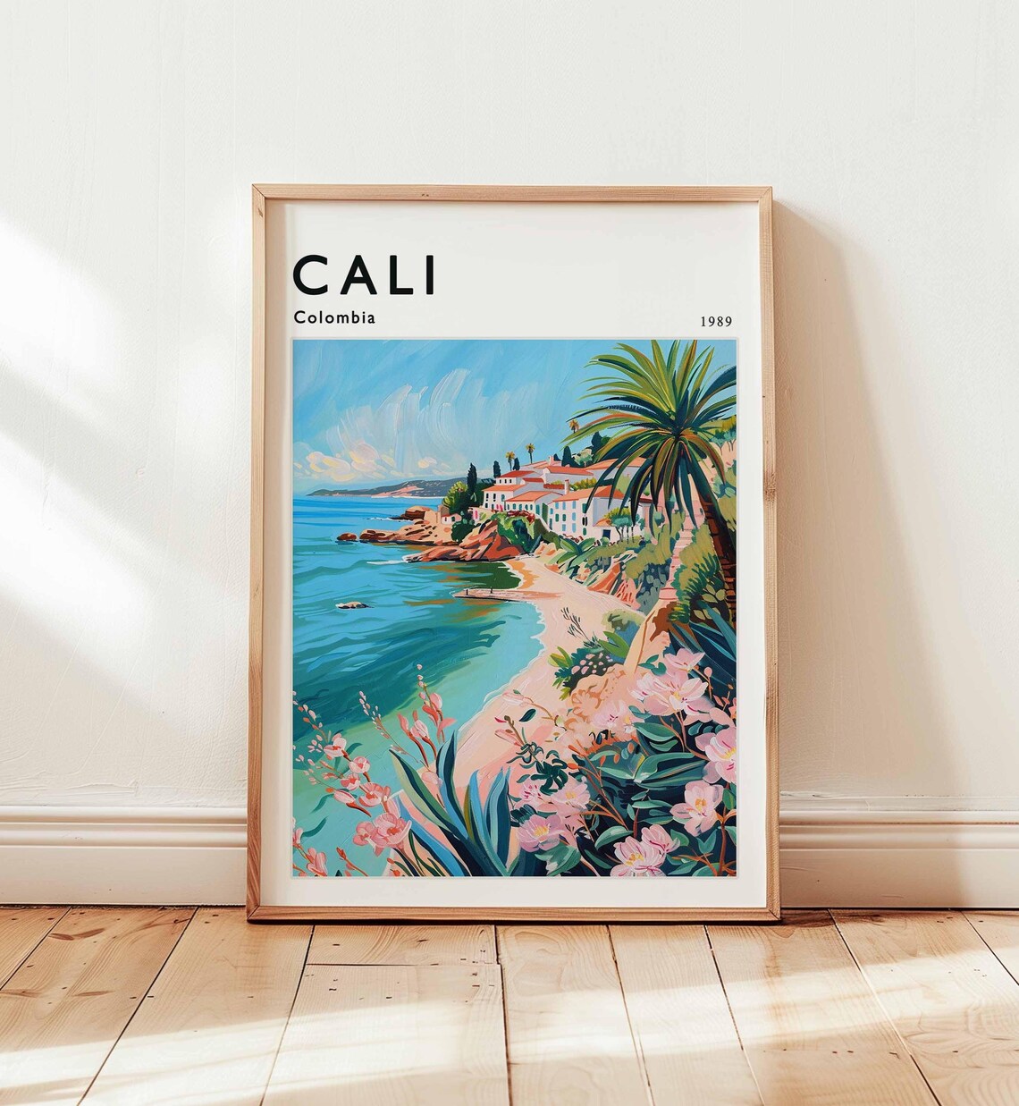 Cali Colombia 1989 Tropical Coast Flowers Ocean View Art Poster