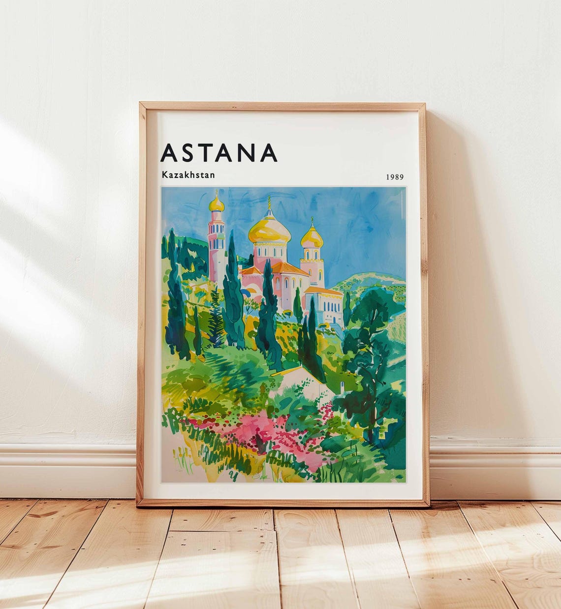 Astana Kazakhstan 1989 Golden Domed Cathedral Garden Art Poster