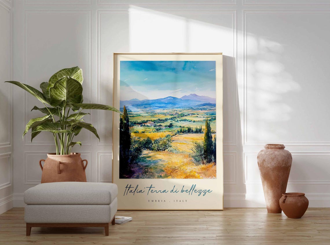 Umbria Poster Italian Travel Print Umbria Travel Art Umbria Wall Art Italy Art Italy Travel Decor Italian Travel Gift - Image 3