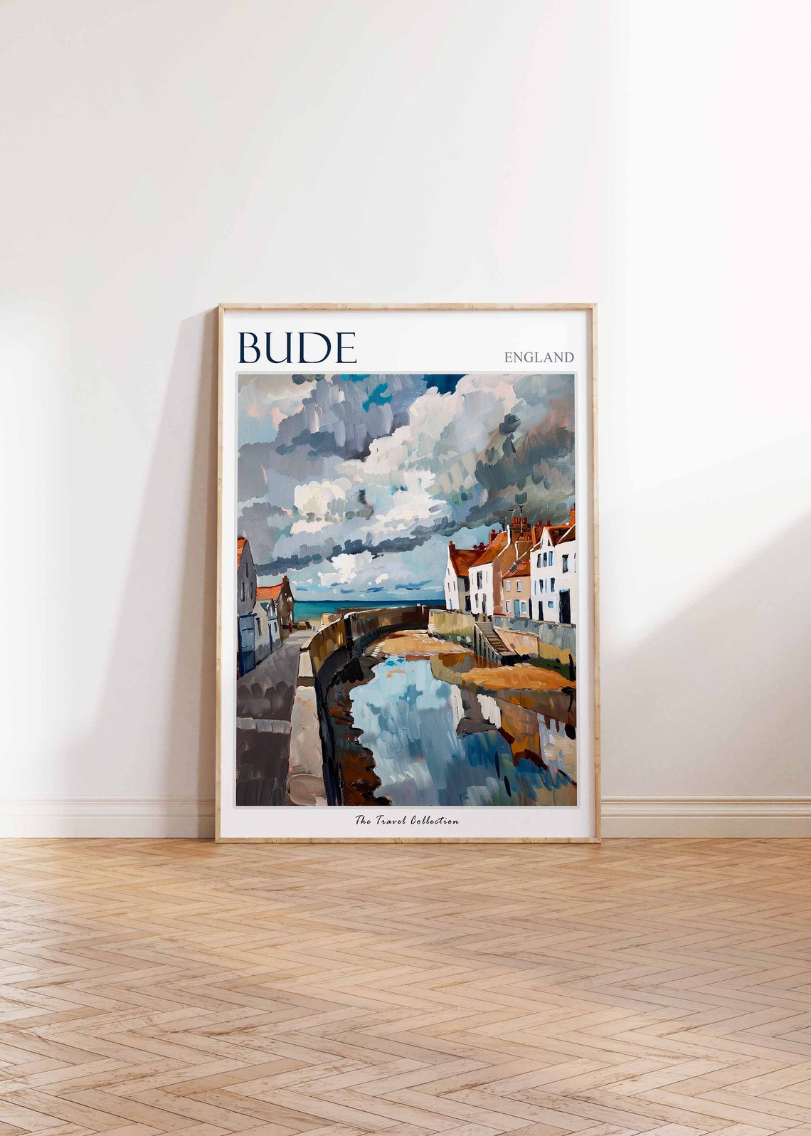 Bude England Harbor Canal Dramatic Cloudy Sky Scenic Travel Poster - Image 2