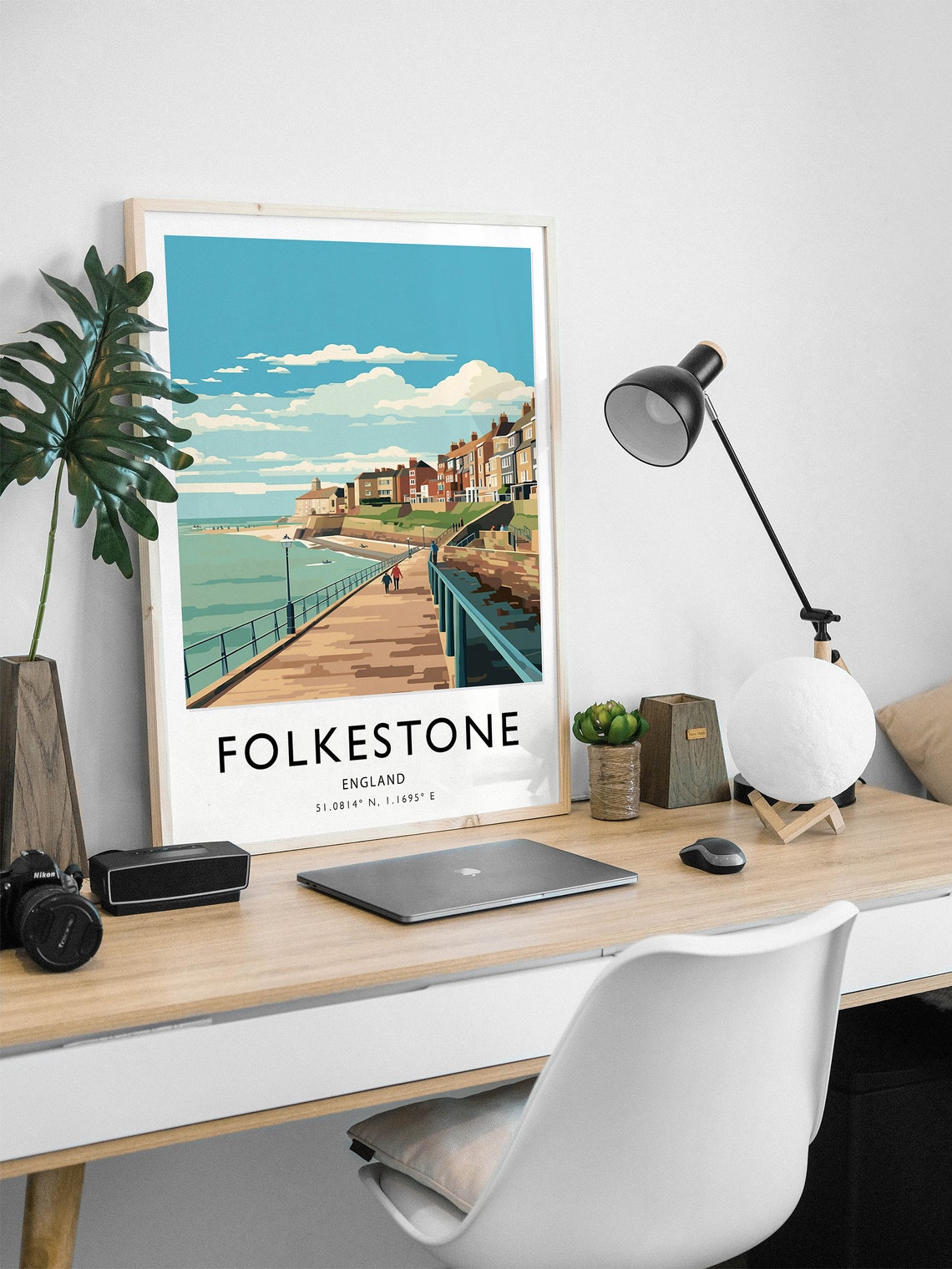 Folkestone Travel Poster English Coast Travel Print United Kingdom Travel Art Travel Poster Colourful Travel Art Travel Gift - Image 2