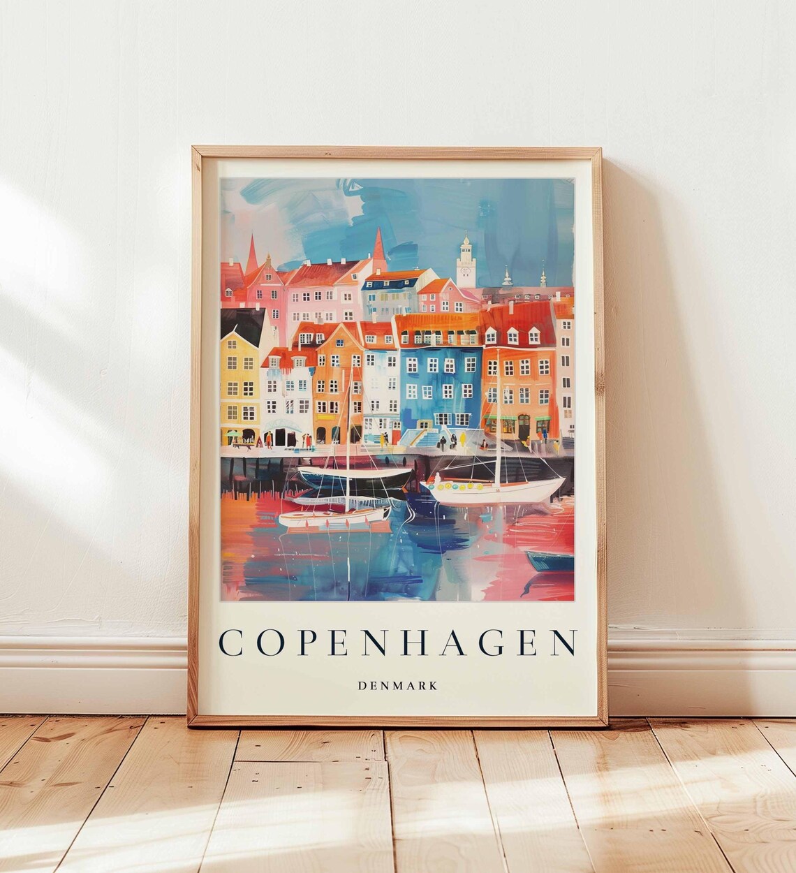 Copenhagen Travel Poster, Denmark City Art Print