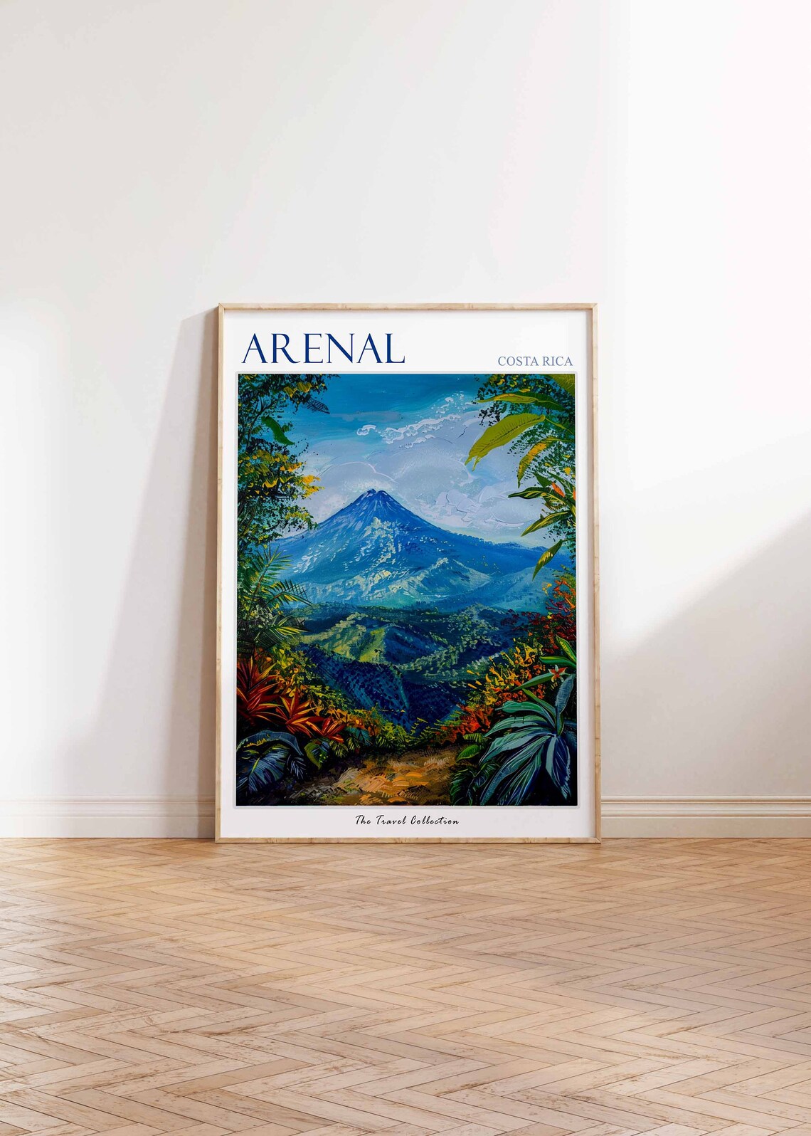 Arenal Costa Rica Travel Poster Misty Volcano Jungle Path Blue Art - Image 2