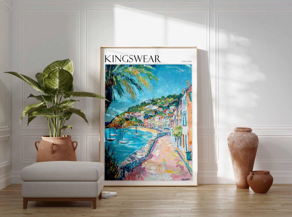 Kingswear Poster English Riviera Poster Uk Travel Poster Coastal Wall Art British Decor Kingswear Travel Print Kingswear Wall Decor - Image 3