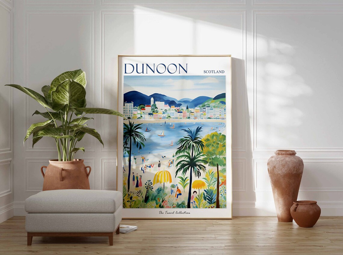 Dunoon Scotland Tropical Palm Beach With Sailboats Travel Poster - Image 3