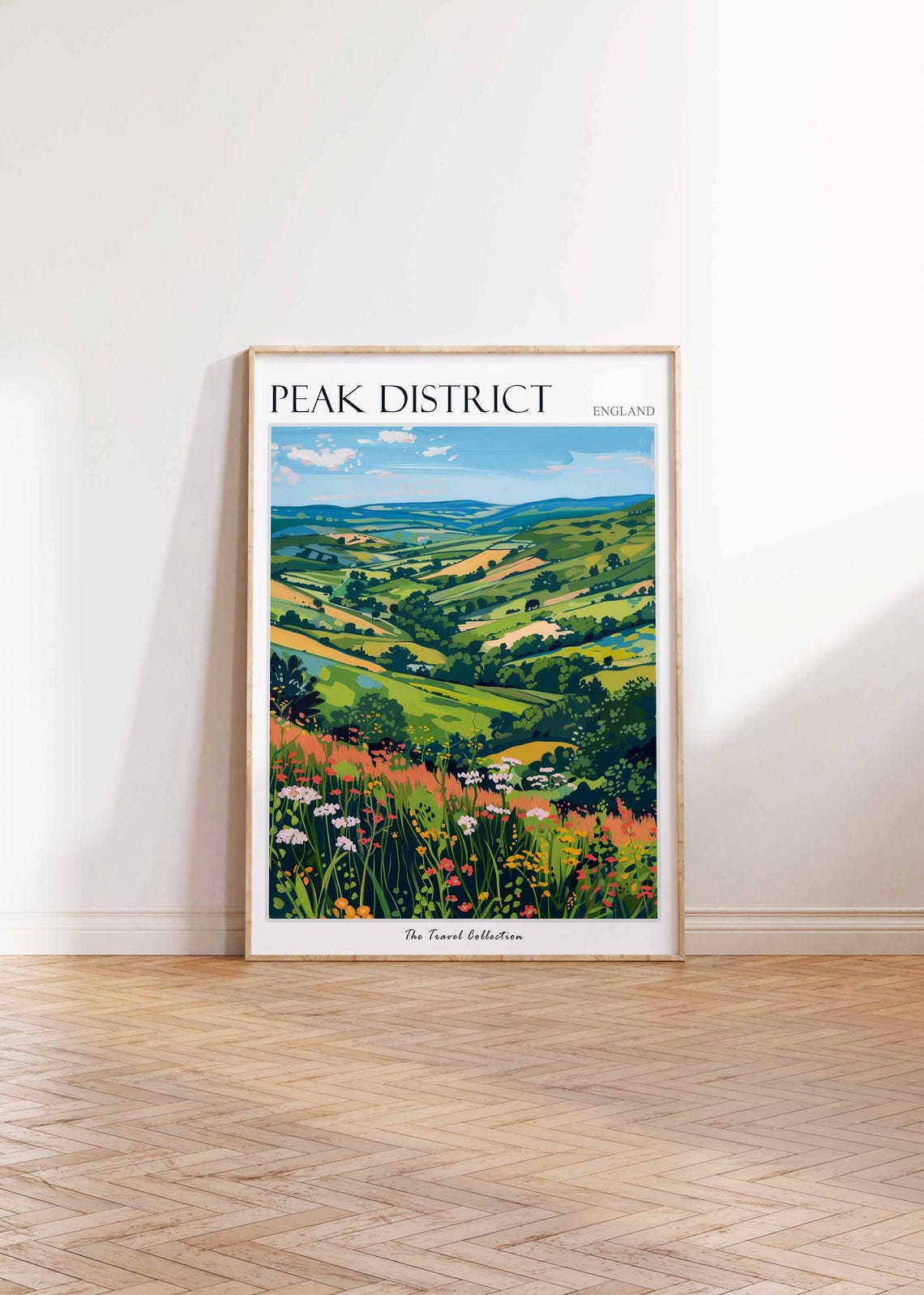 Peak District Wildflower Meadow Rolling Hills Scene Travel Poster - Image 2