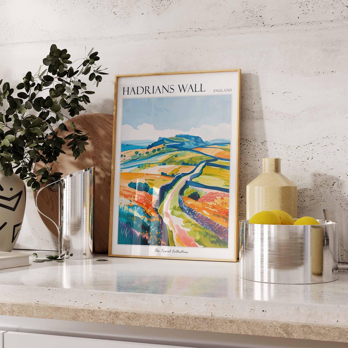 Hadrians Wall England Patchwork Fields Travel Poster Countryside View - Image 3