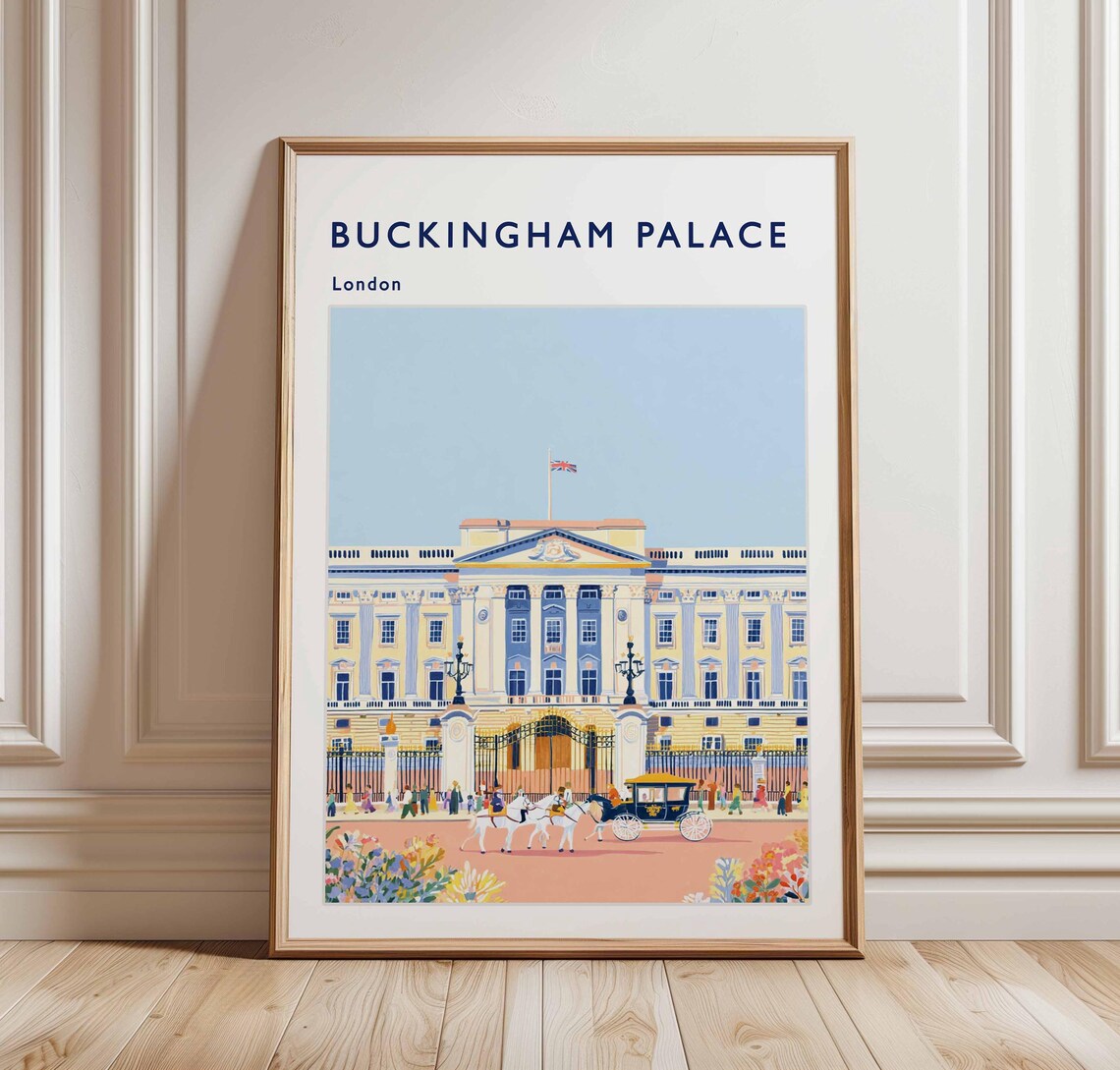 Buckingham Palace Travel Poster London Royal Landmark Art