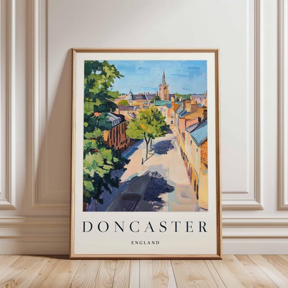 Doncaster England Travel Poster Uk Cityscape Art Print