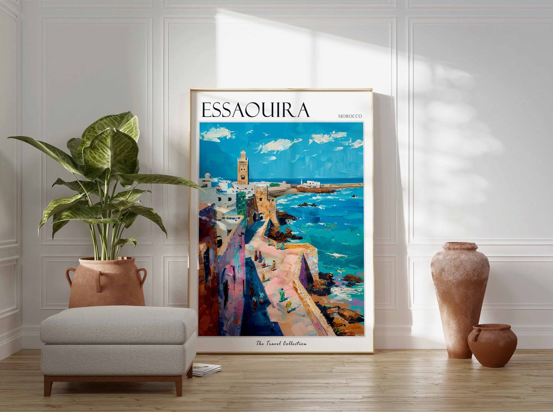 Essaouira Morocco Coastal Medina Seaside Ramparts Illustration Poster - Image 3