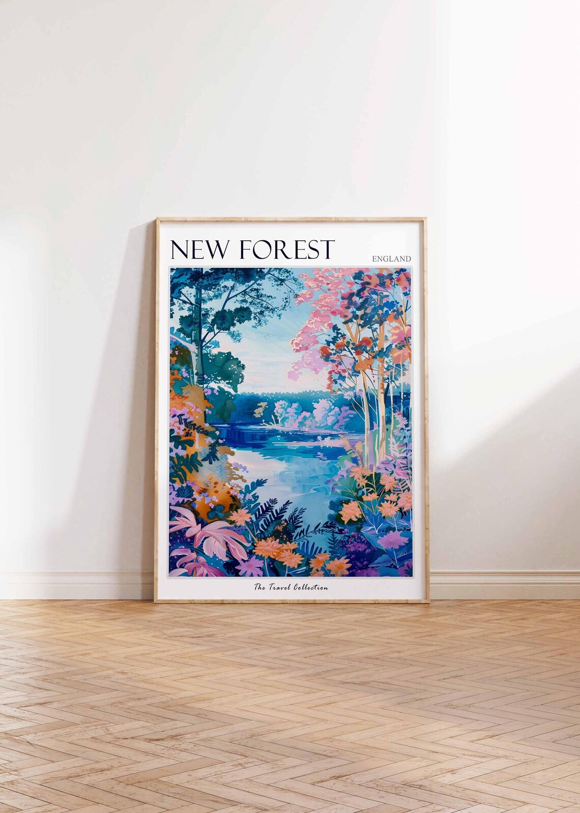 New Forest Autumn River Colorful Woodland Blossom Travel Poster - Image 2