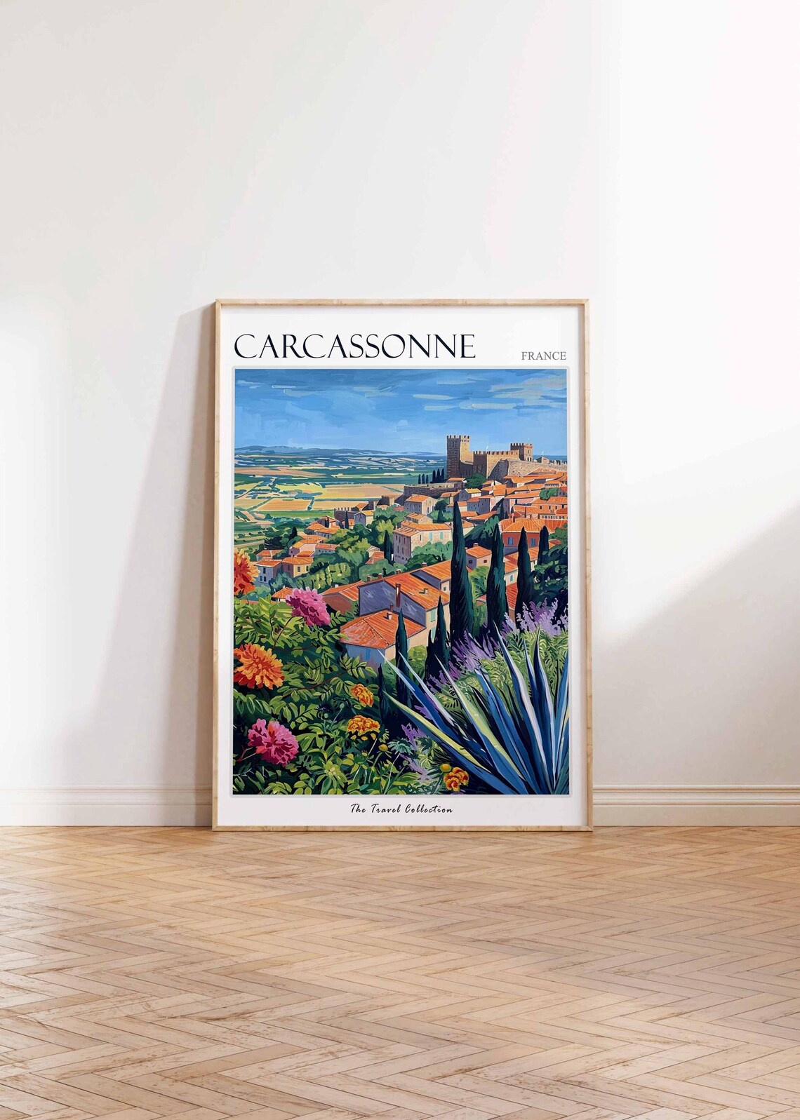 Carcassonne France Medieval Citadel Walled Town Flowers Travel Poster - Image 2