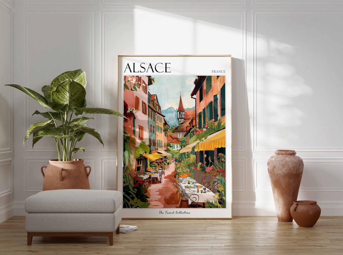 Alsace Poster France Travel Print French Decor Europe Travel Poster European Wall Art Botanical Print Alsace Travel Poster - Image 3