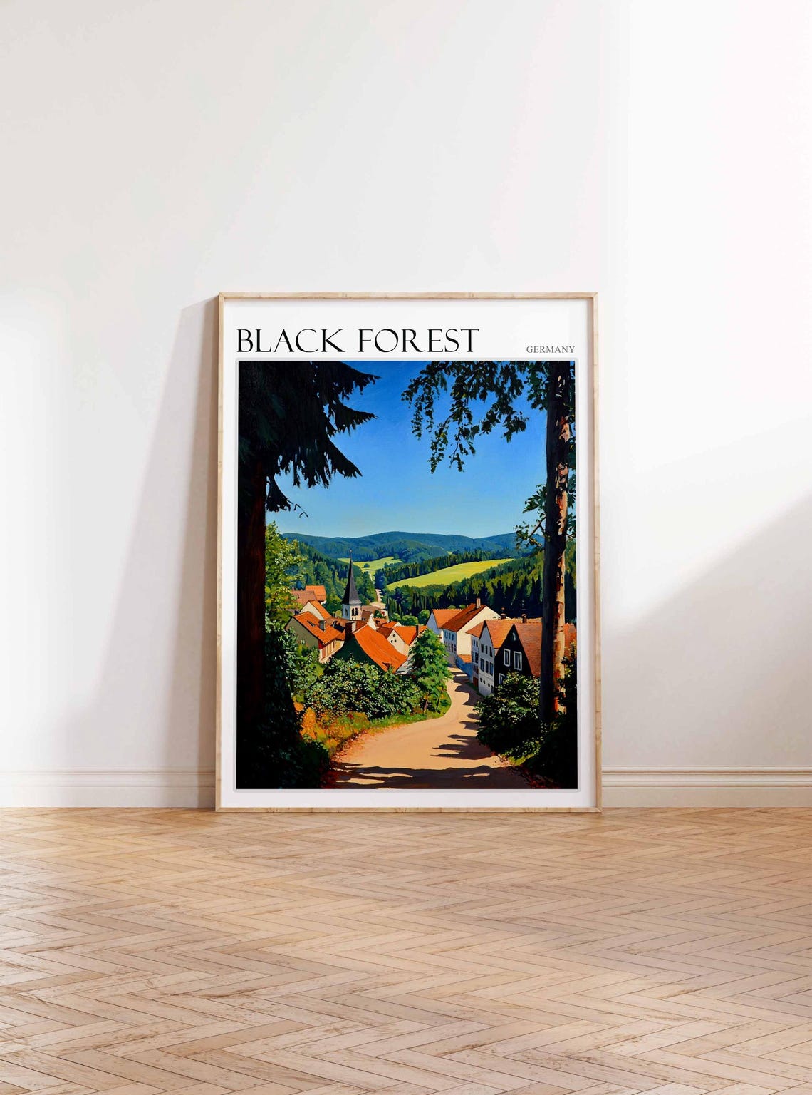Black Forest Germany Village Street Between Two Tall Trees Poster - Image 3