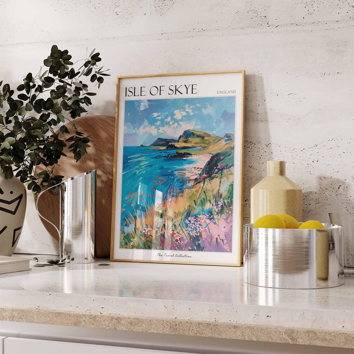 Isle of Skye Rocky Coast Travel Poster Wildflowers Turquoise Sea Art - Image 3