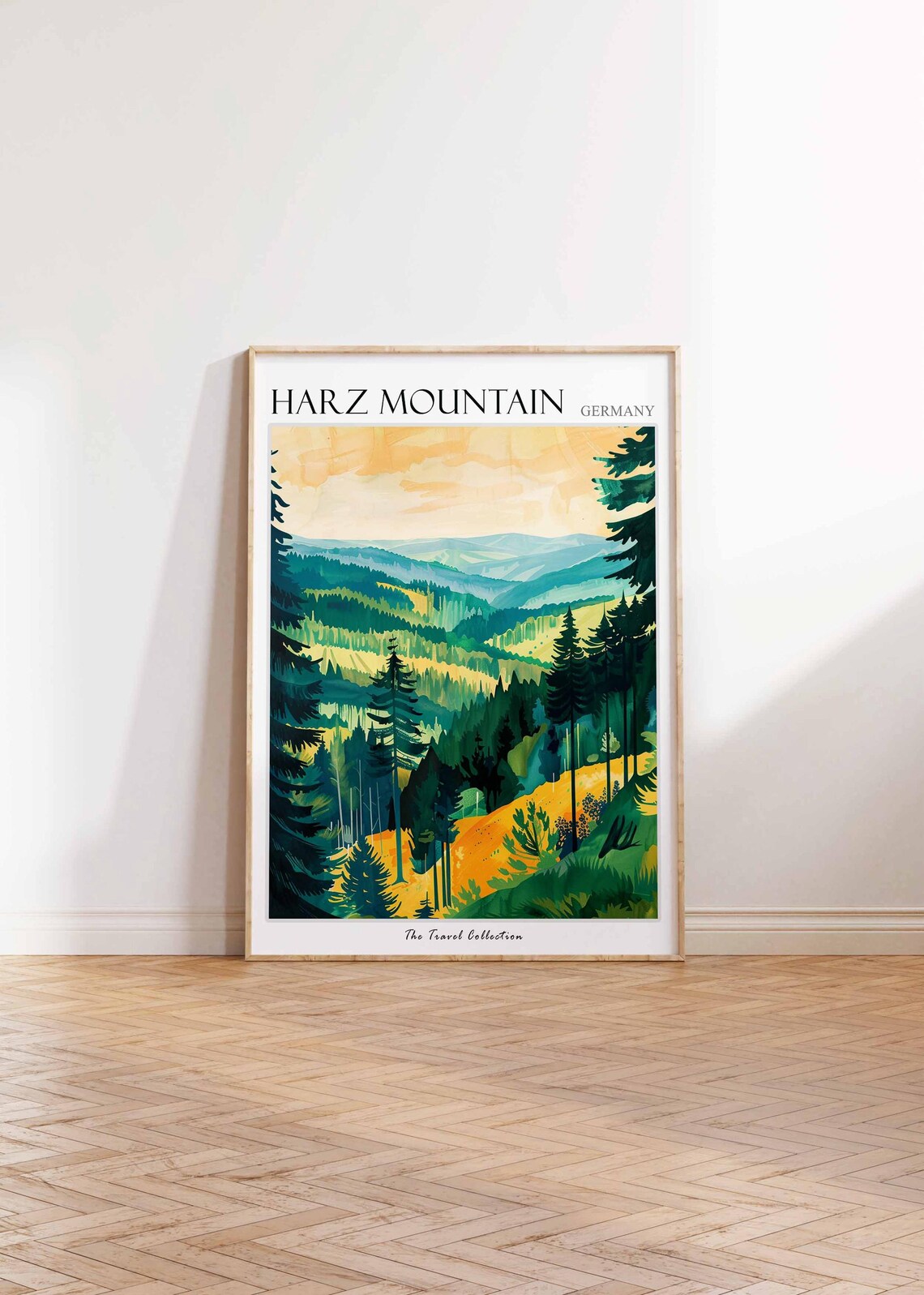 Harz Mountain Germany Forest Watercolor Landscape Travel Poster - Image 2
