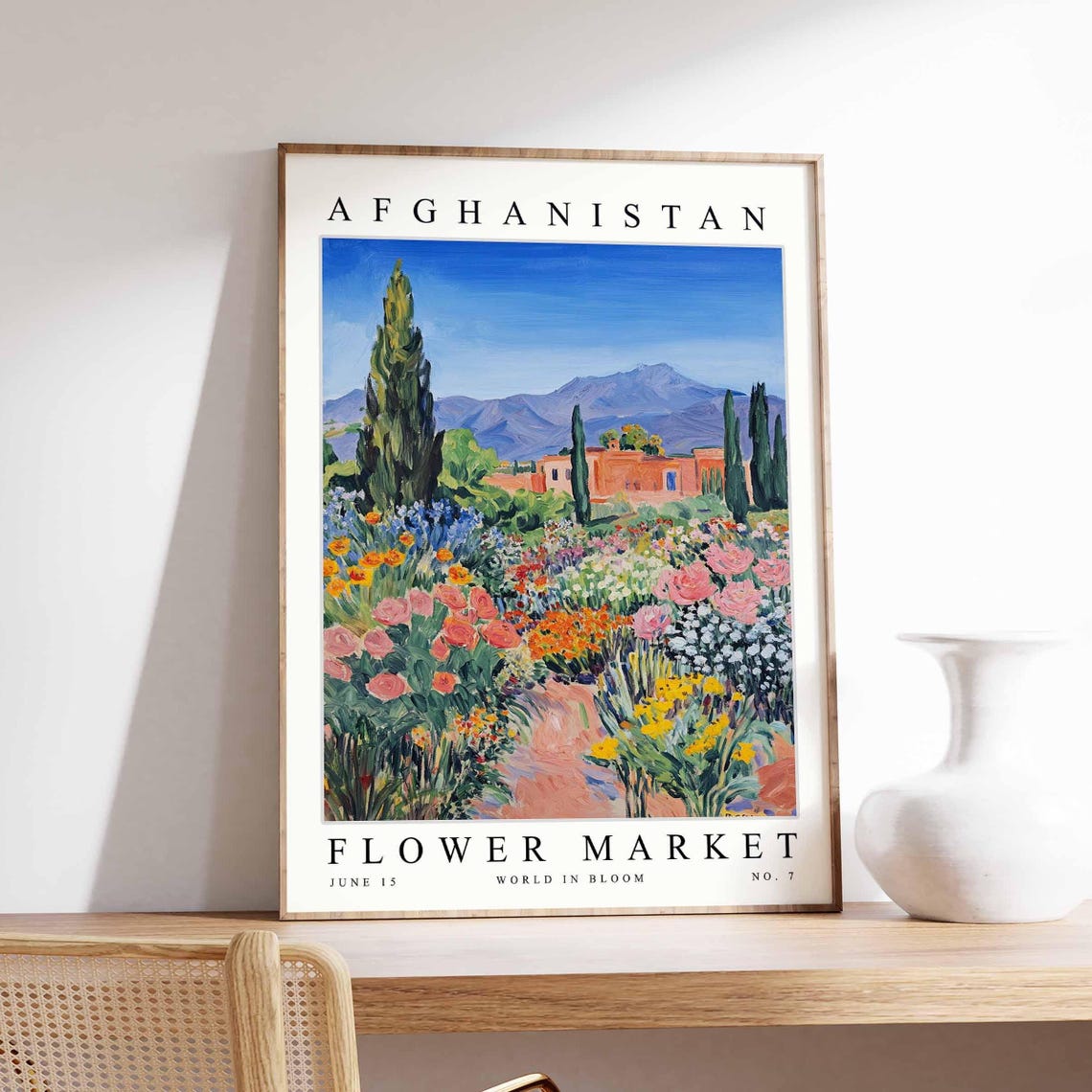 Afghanistan Rose Garden Cypress Mountain Village Bloom Poster