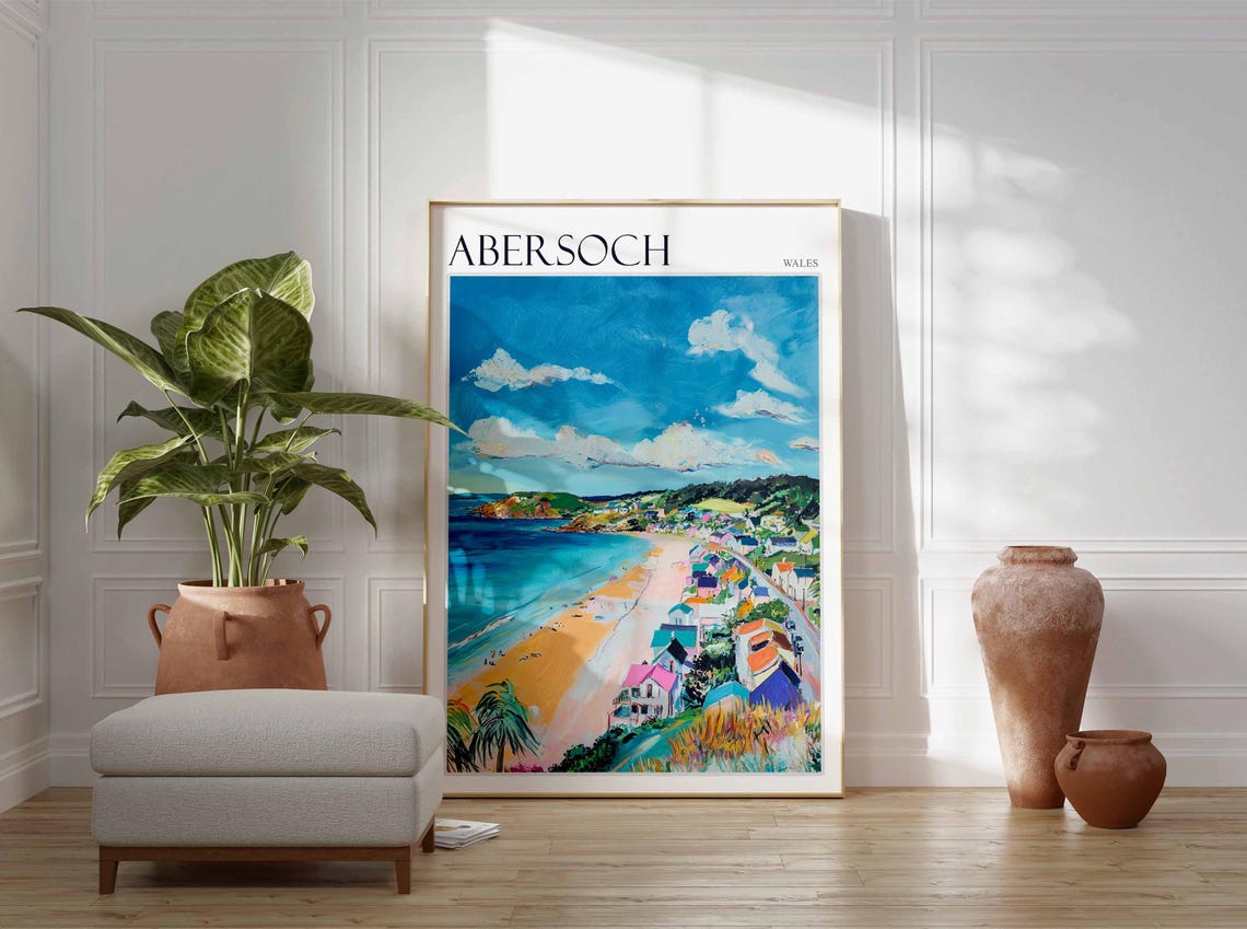 Abersoch Poster Wales Travel Poster Coastal Wall Art Uk Travel Poster Welsh Decor North Wales Poster Welsh Coast Poster Abersoch Art - Image 3