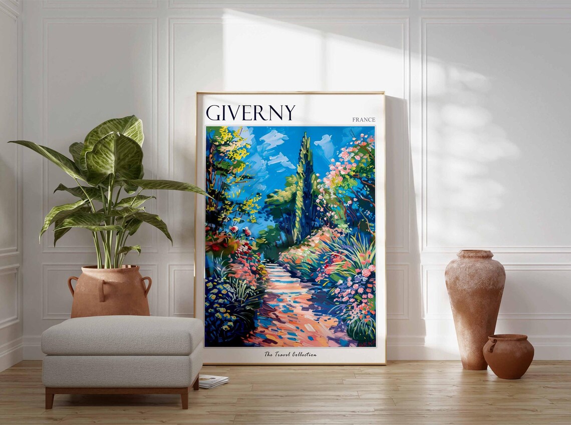 Giverny France Flower Lined Path Cypress Garden Travel Poster - Image 3
