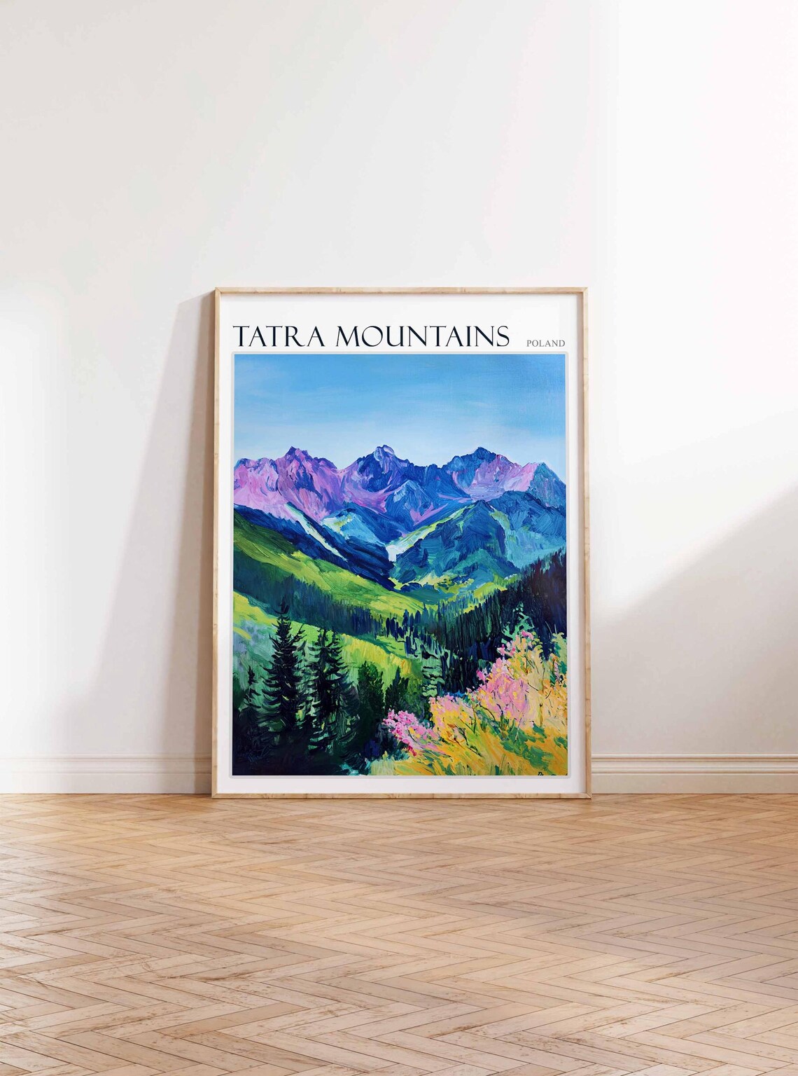 Tatra Mountains Poland Purple Peaks Pines Floral Meadow Poster - Image 2