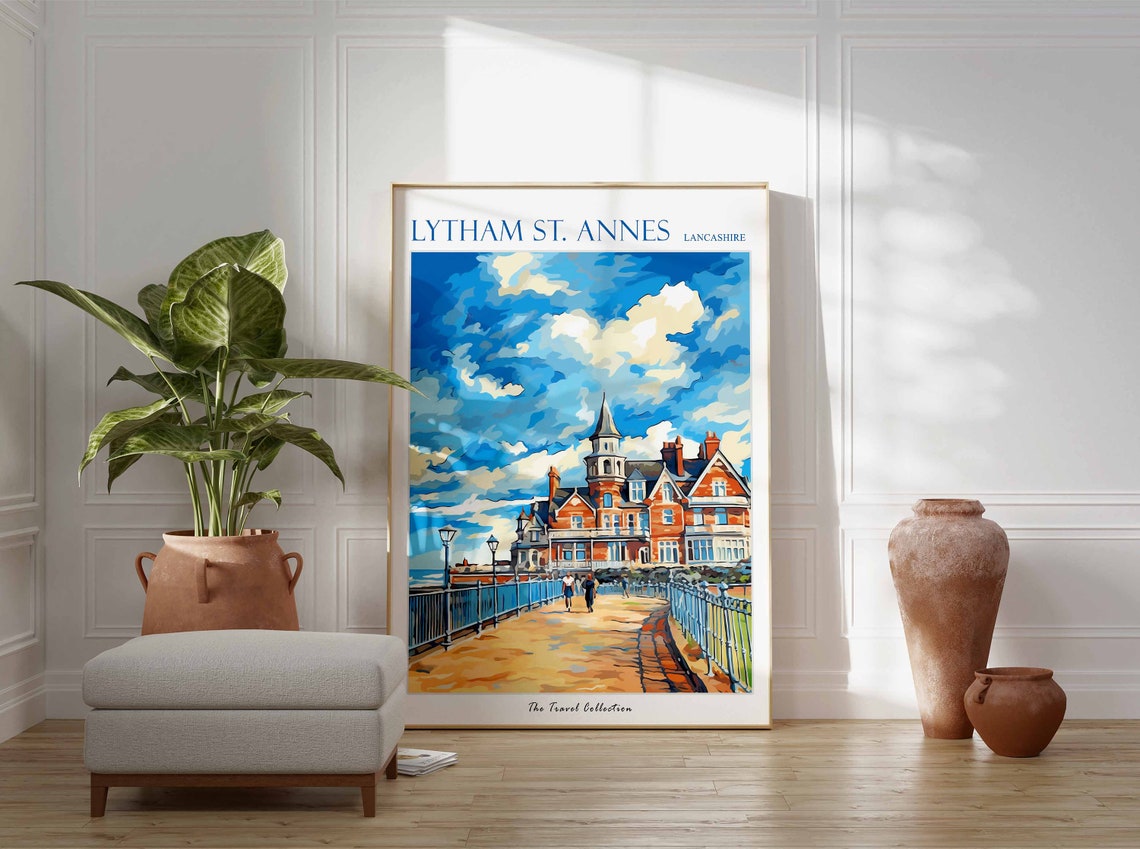 Lytham St Annes Lancashire Seaside Promenade Travel Art Poster - Image 3