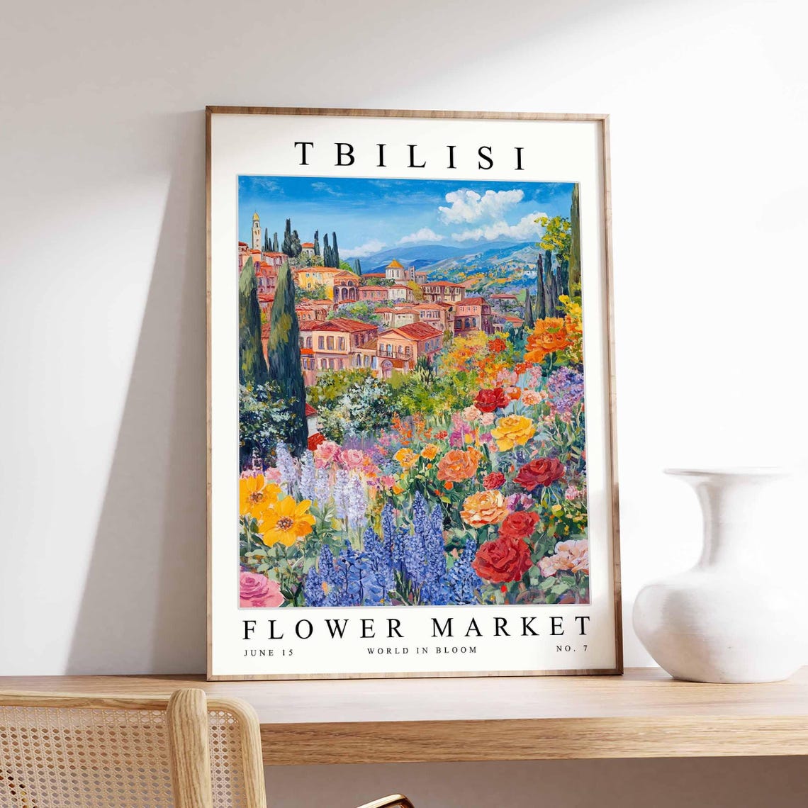 Tbilisi Flower Market Old Town Valley Roses Delphinium Poster