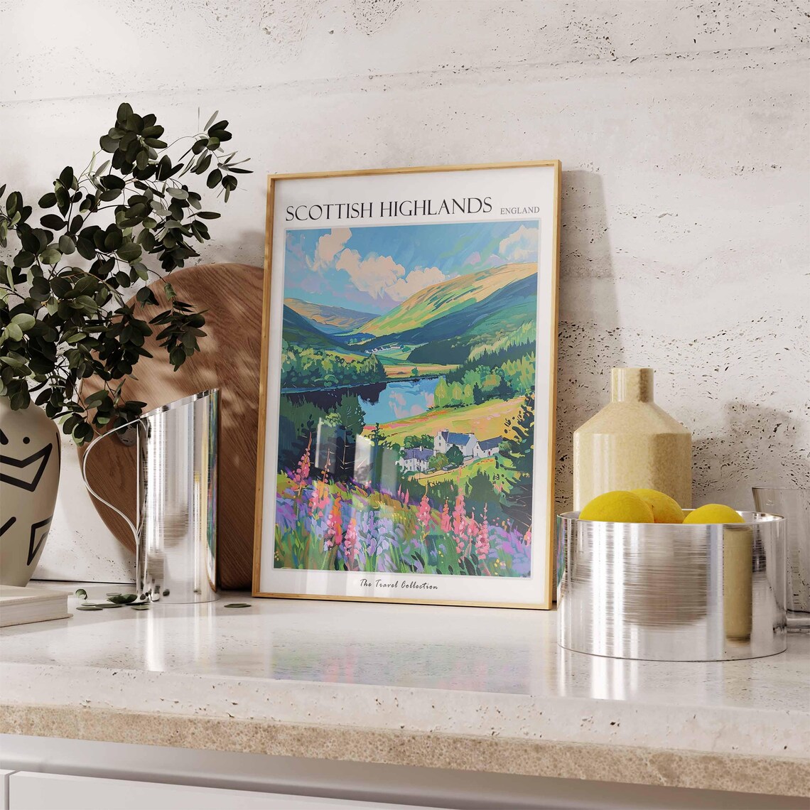 Scottish Highlands Dark Loch Lupin Village View Travel Poster - Image 3