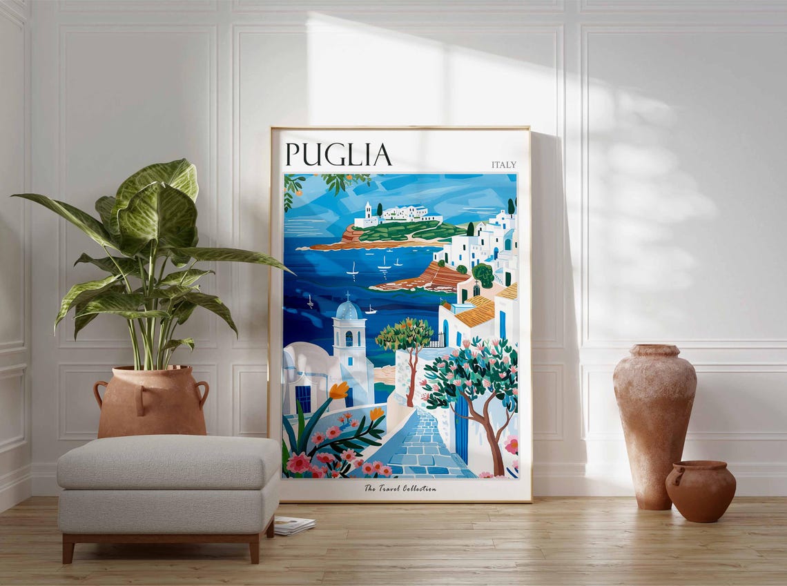 Puglia Poster Puglia Travel Print Italy Wall Art Italian Travel Print Italian Decor Italian Gift Puglia Wall Art - Image 2