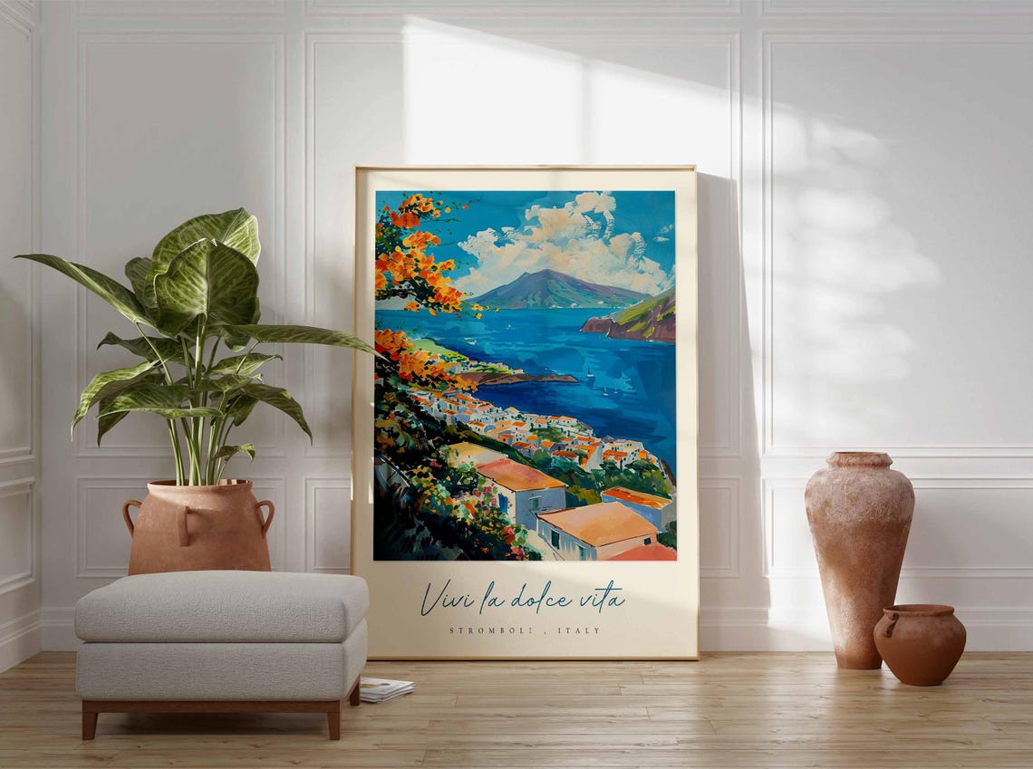 Stromboli Poster Italian Travel Print Stromboli Travel Art Stromboli Wall Art Italy Art Italy Travel Decor Italian Travel Gift - Image 3