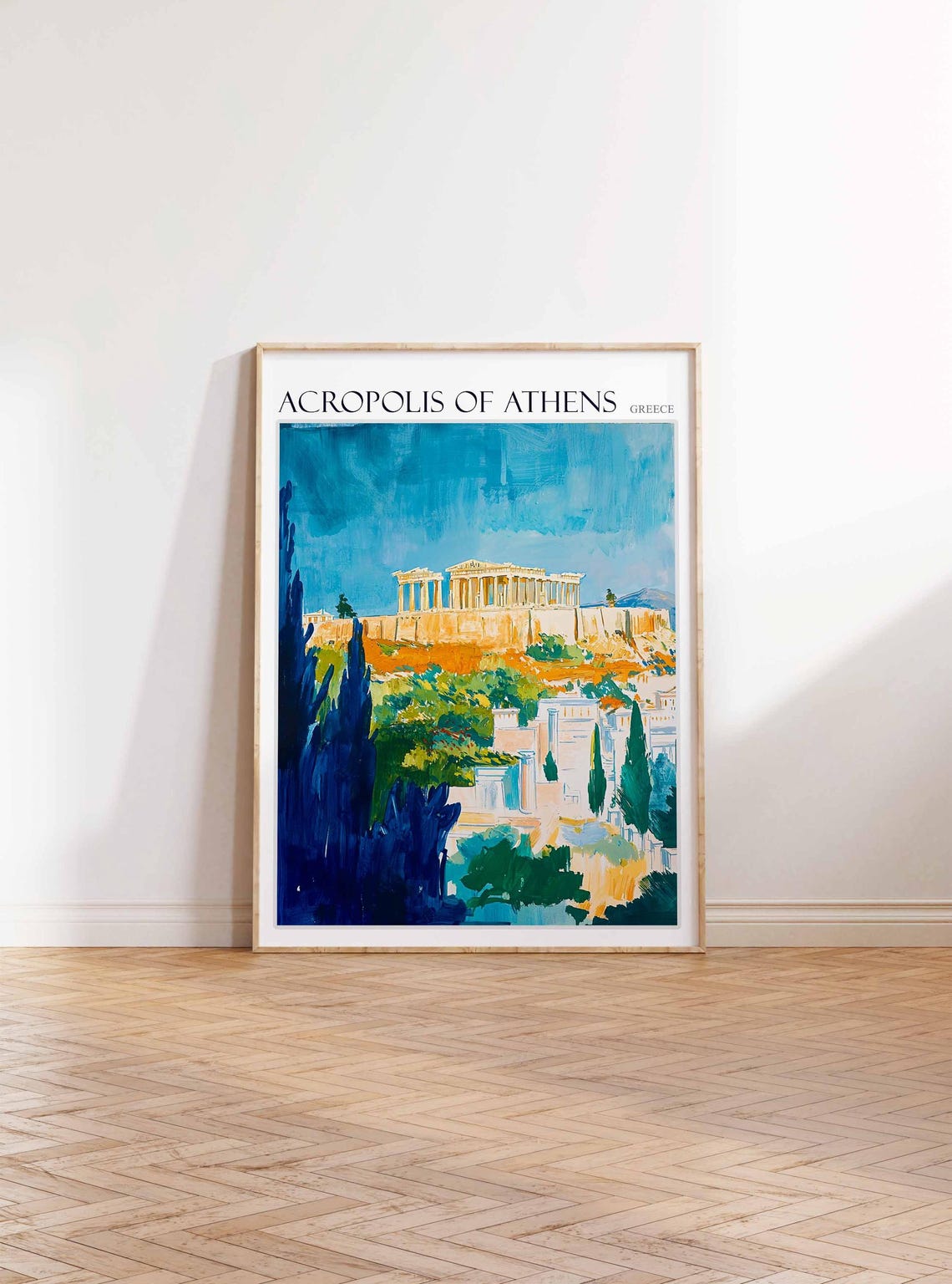 Acropolis Of Athens Poster Acropolis Of Athens Travel Print Greek Travel Poster Botanical Decor Floral Print European Travel Print - Image 3