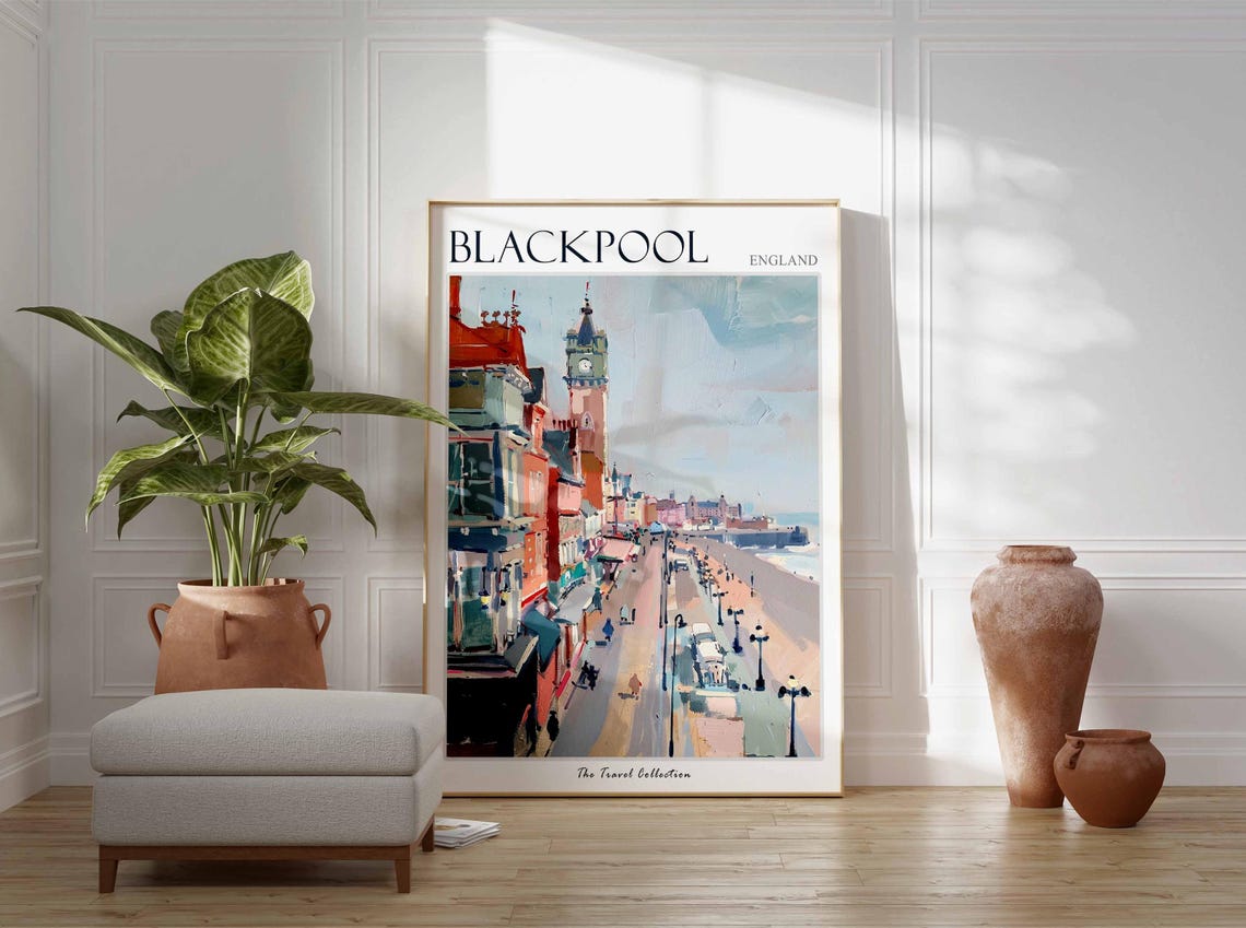 Blackpool England Painterly Seaside Promenade And Tower Art Poster - Image 2