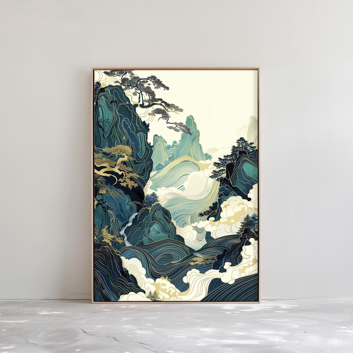 Mountain Landscape Japandi Wall Art Abstract Wabi Sabi Print Modern Japanese Decor