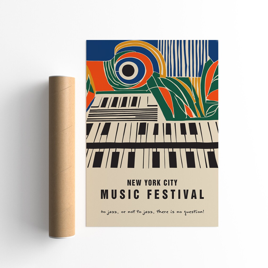 New York City Music Festival Jazz Piano Keys Art Deco Poster - Image 2