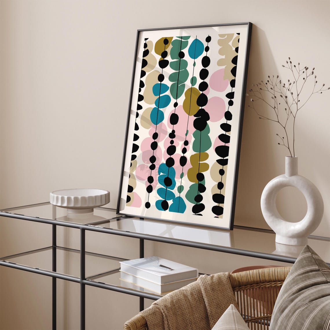 Abstract Hanging Beads Pastel Mid Century Modern Decor Poster - Image 5