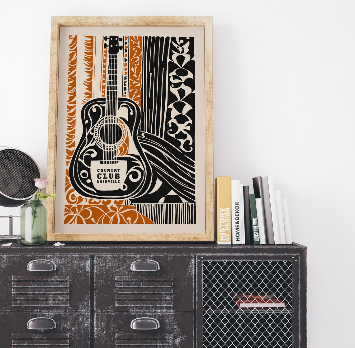 Country Club Nashville Acoustic Guitar Vintage Folk Art Poster - Image 3