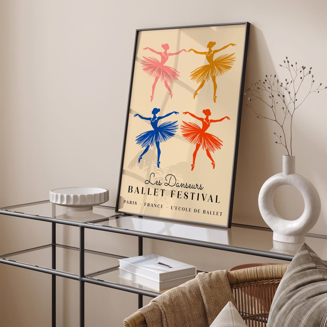 Les Danseurs Paris Ballet Festival Four Colorful Ballerinas Poster - Image 4