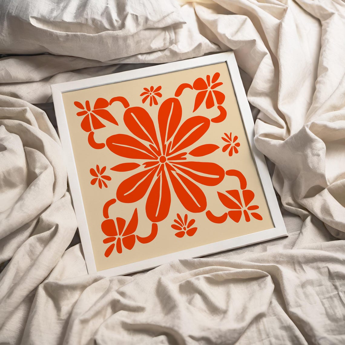 Matisse Style Red Floral Cutouts Modern Botanical Art Poster - Image 2