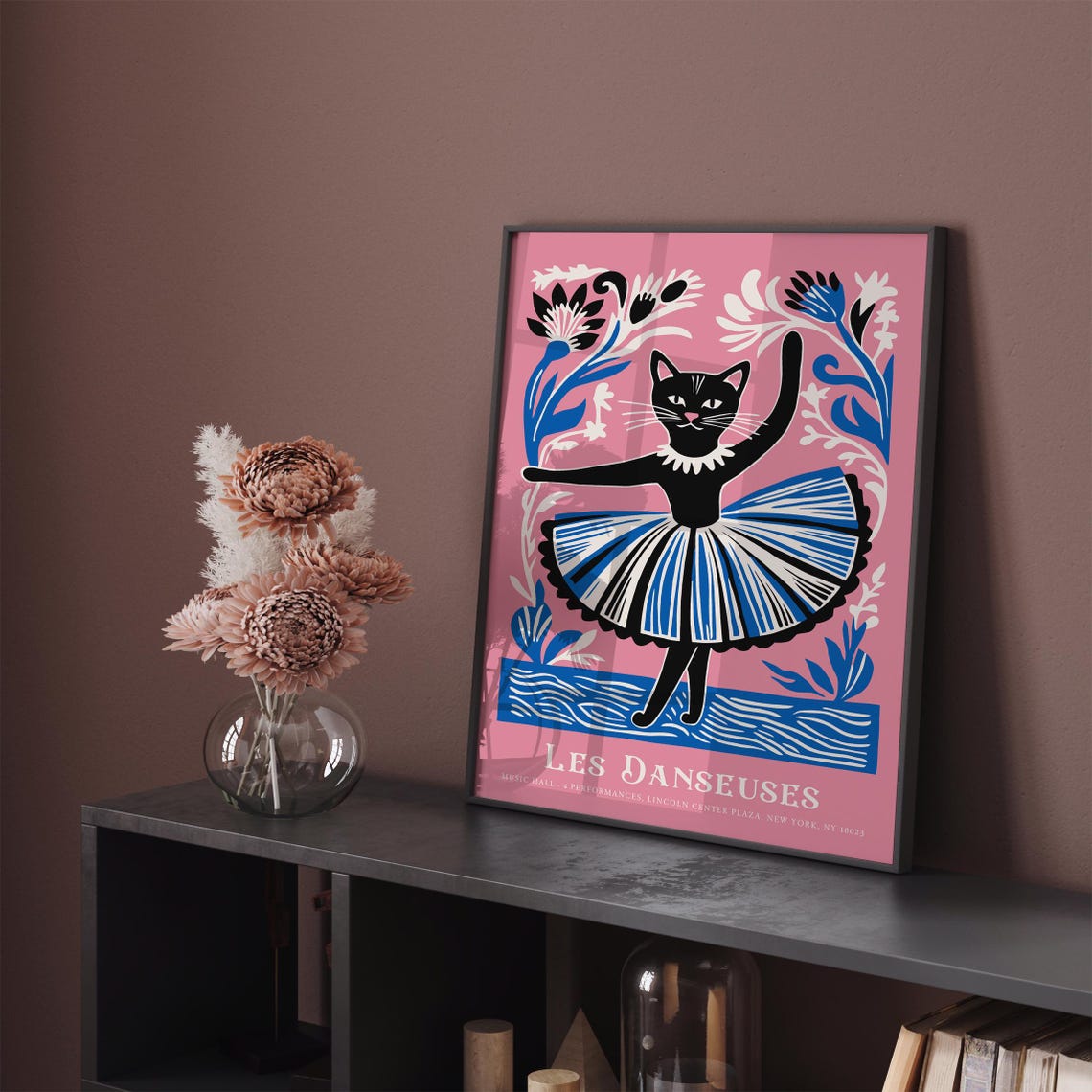 Les Danseuses Ballet Cat Poster Girly Style Floral Cat Illustration New York City Music Art Print Kitty Ballerina Art Print 24x36 12x18 - Image 4