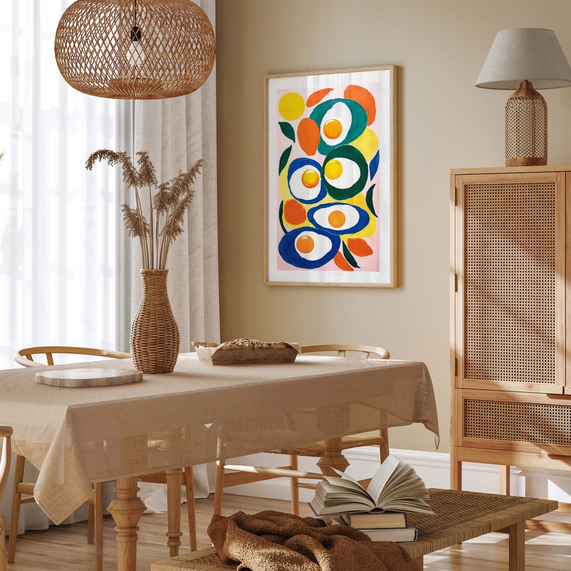 Playful Fried Egg Shapes Colorful Abstract Modern Kitchen Poster - Image 5