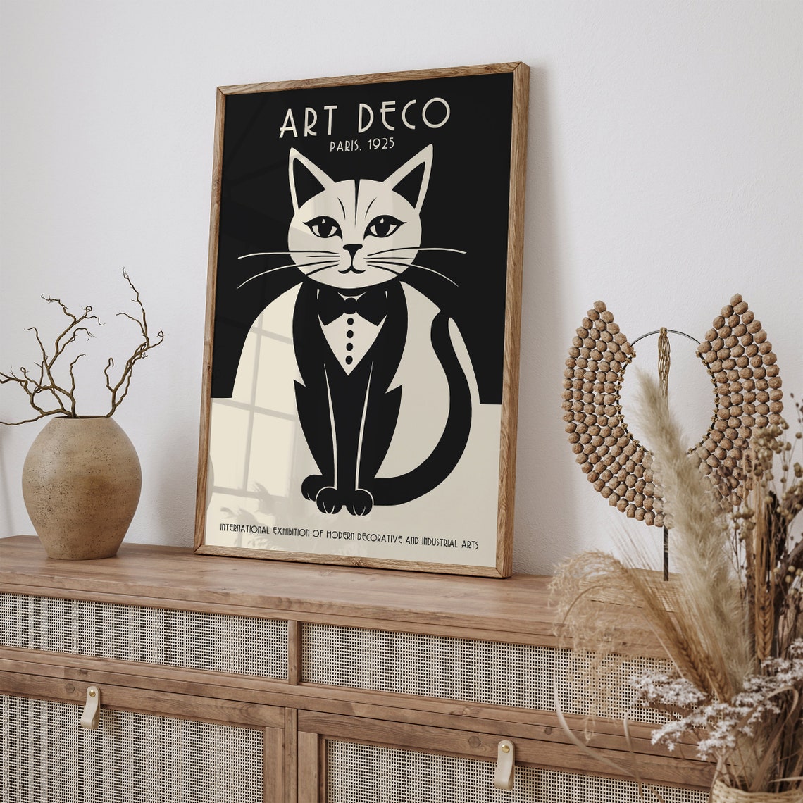 Art Deco Paris 1925 Cat In Tuxedo Vintage Exhibition Art Poster - Image 3