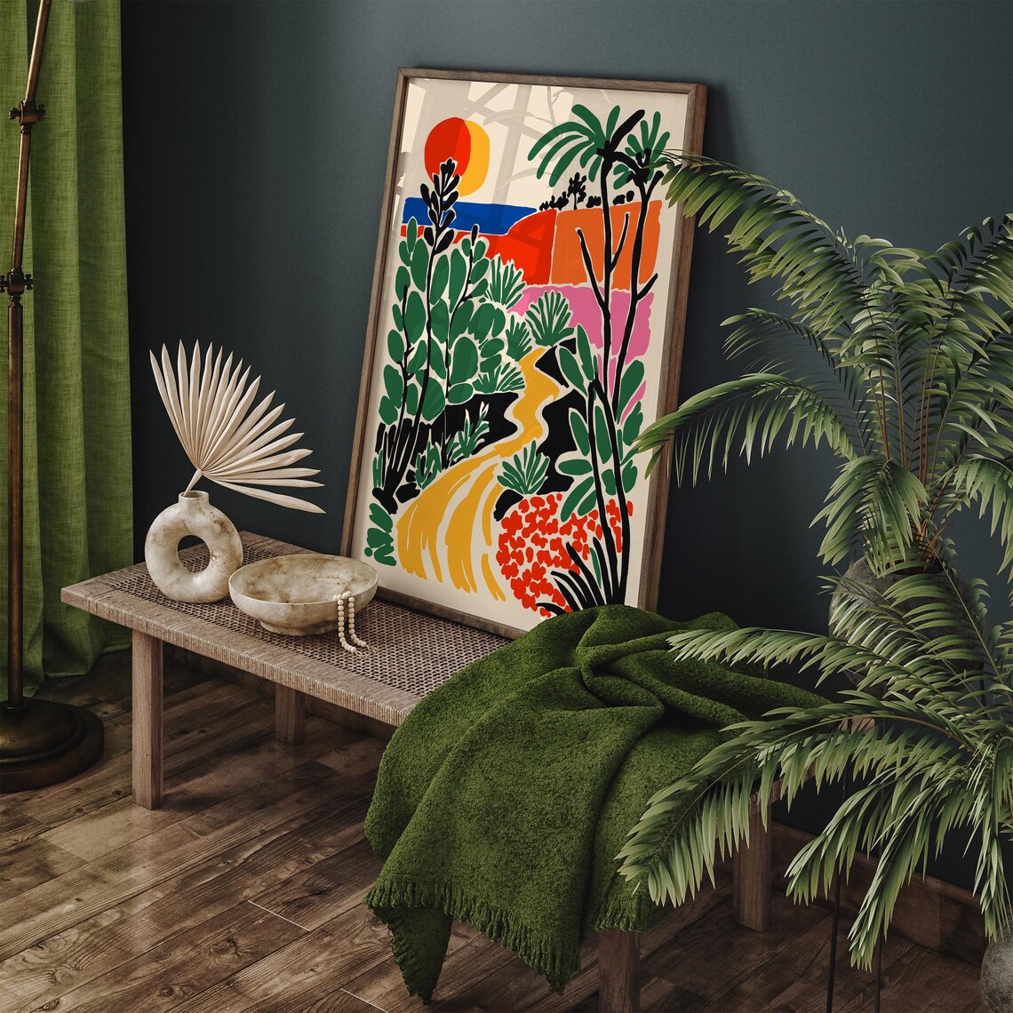 Tropical Jungle Path Colorful Botanical Landscape Art Poster - Image 4